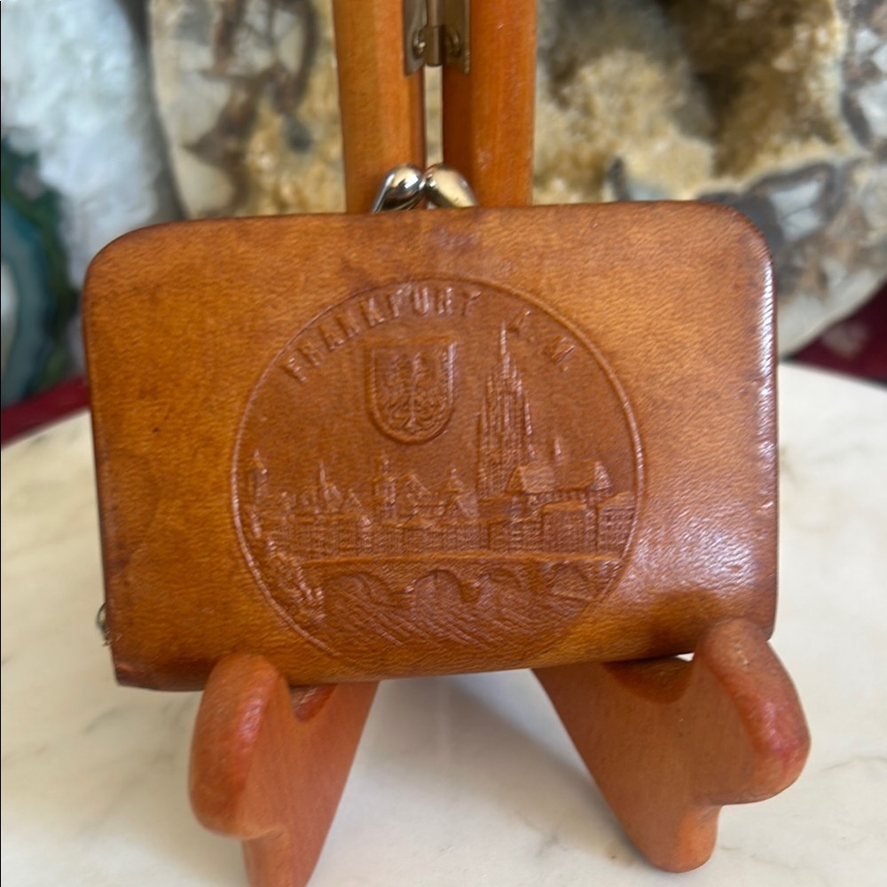Vintage Brown Leather Coin Purse from Frankfort, Germany